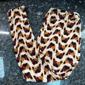 LuLaRoe Tall & Curvy TC Bulldog Frenchie Dog Print Leggings Plus Size 1X XL